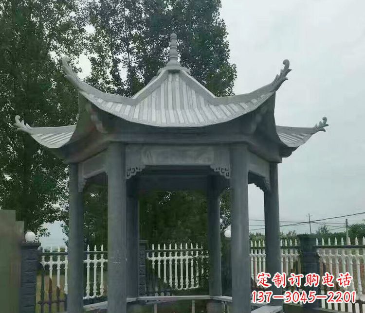 德州园林仿古石凉亭景观石雕 (2)