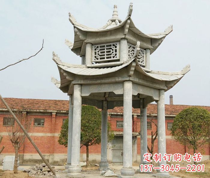 德州园林仿古双层石雕凉亭 (2)