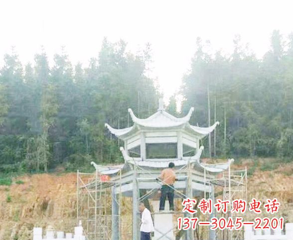 德州园林仿古双层石凉亭景观石雕 (2)
