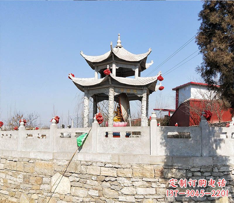 德州园林仿古双层石凉亭景观石雕 (3)