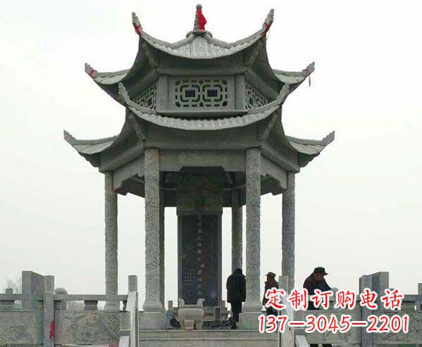 德州园林仿古双层石凉亭景观石雕