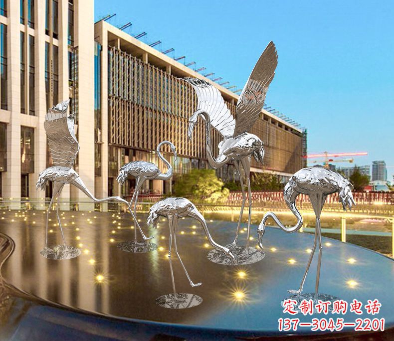 德州园林火烈鸟不锈钢雕塑
