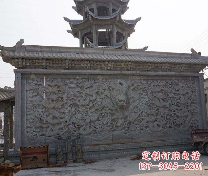 德州园林九龙壁石雕影壁