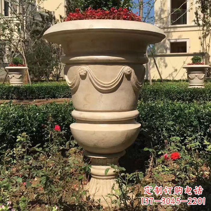德州园林砂岩石雕花盆