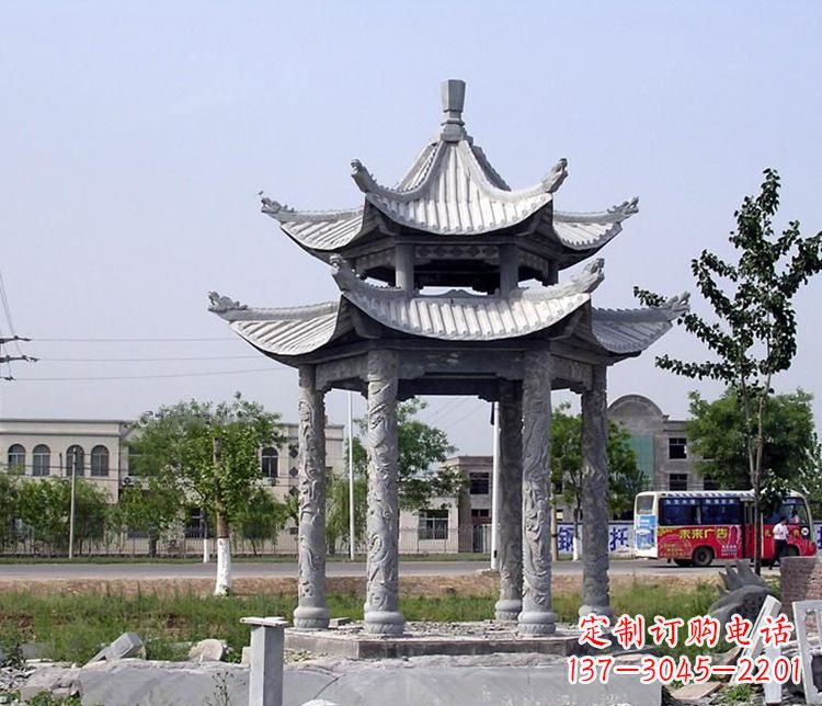 德州园林双层仿古凉亭石雕