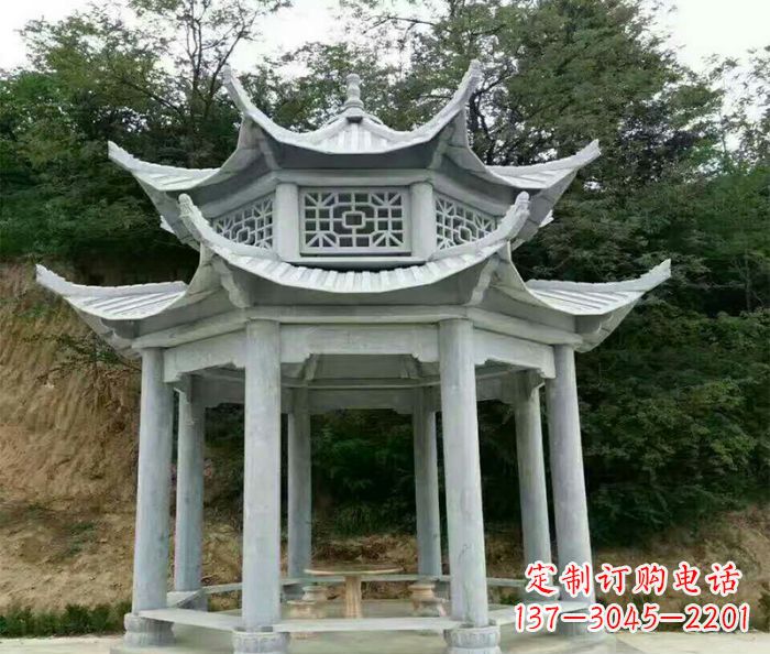 德州园林双层凉亭石雕 (2)