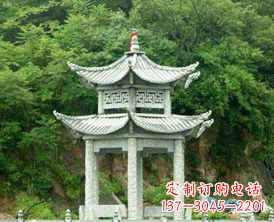 德州园林双层六角石凉亭景观石雕