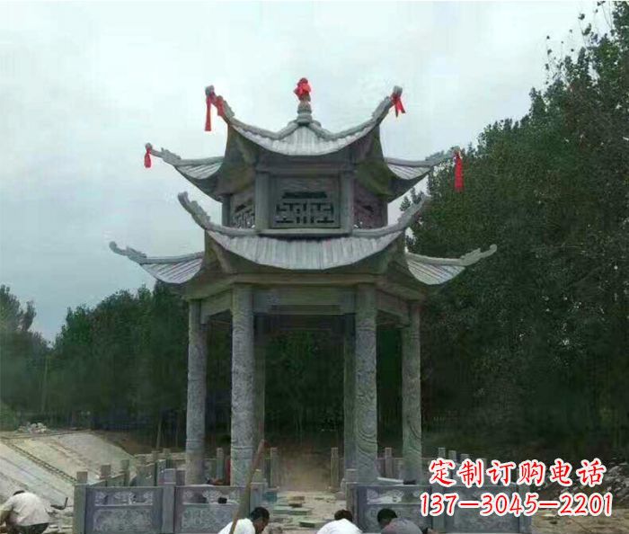 德州园林双层凉亭石雕 (3)
