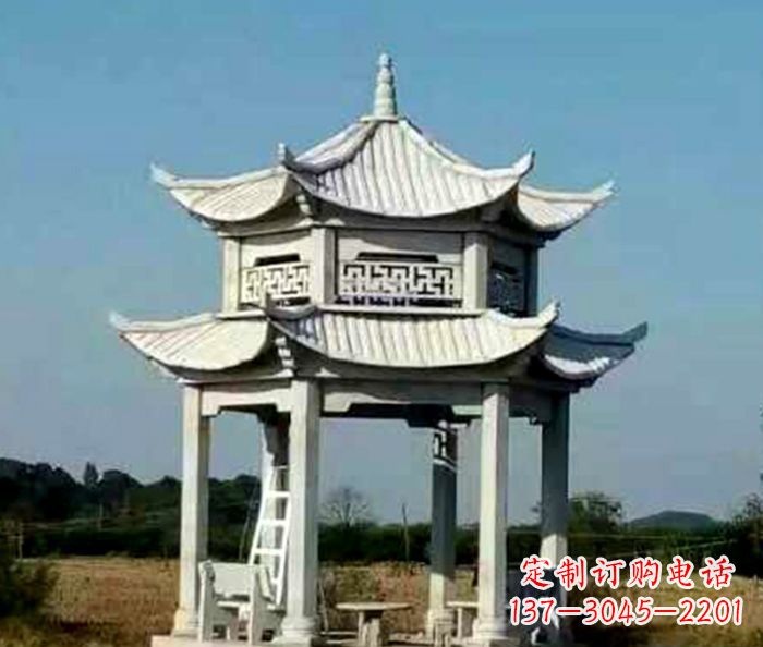 德州园林双层石雕凉亭 (2)