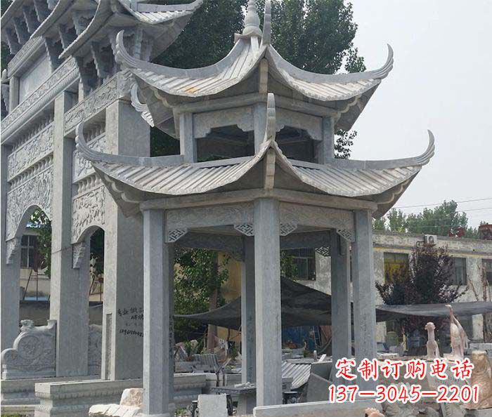 德州园林双层石雕凉亭