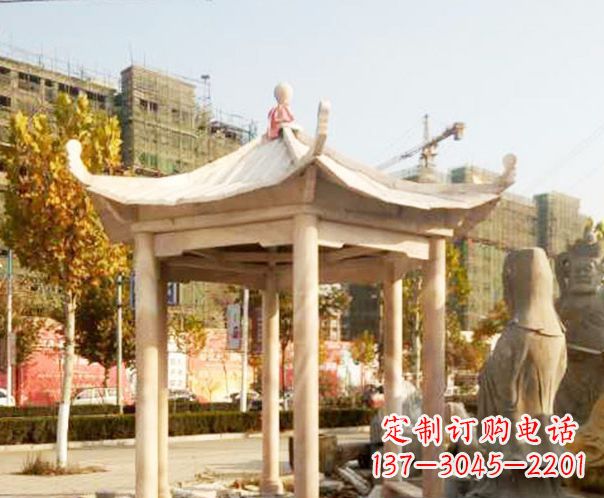 德州园林晚霞红单层凉亭景观石雕