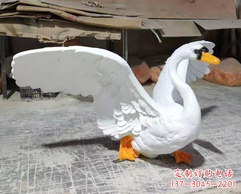 德州展翅翱翔的仿真白天鹅发光款