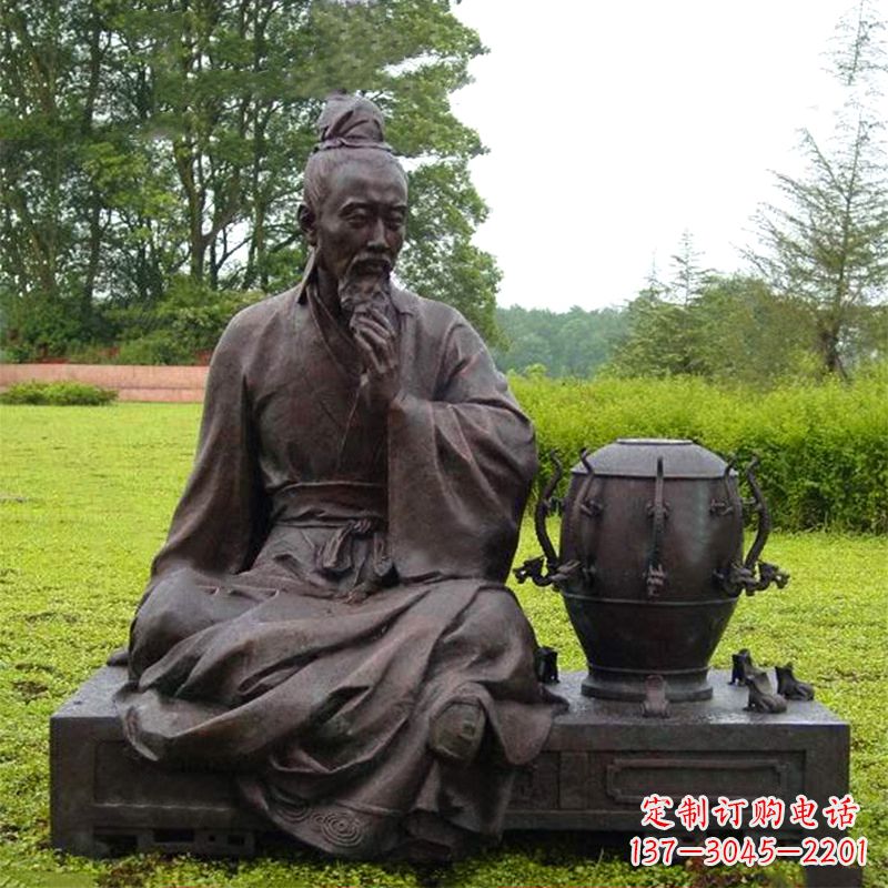 德州张衡与地动仪铜雕景观-公园园林历史名人情景雕塑