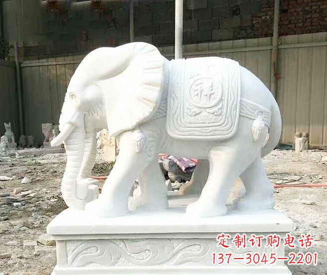 德州招财动物汉白玉大象石雕 (3)