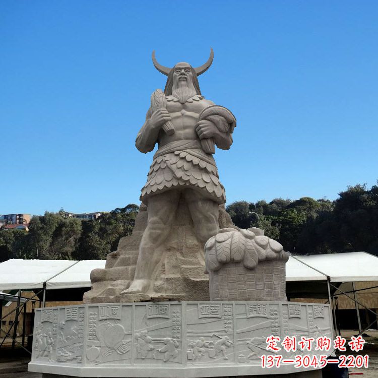 德州中国上古人物人文初祖汉白玉神农雕像
