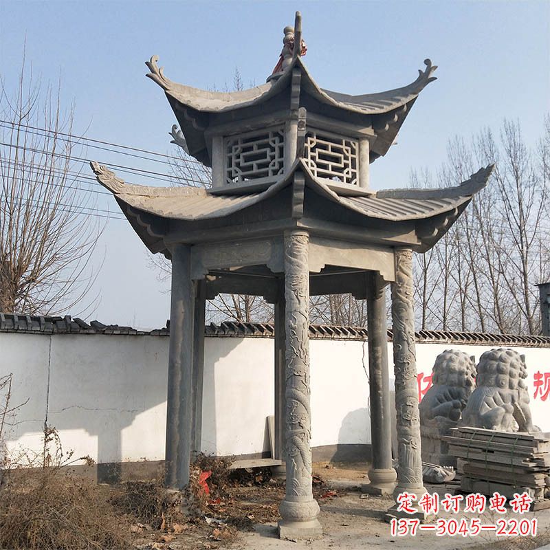 德州中式双层石雕凉亭