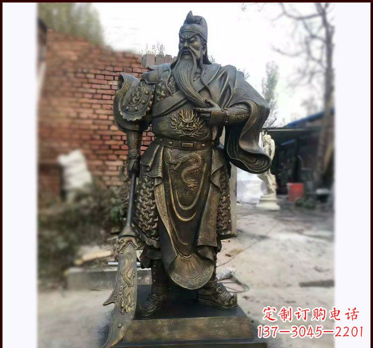 德州铸铜立式关公雕塑